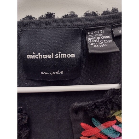 Michael Simon Ribbon Sweater Criss Cross Ribbon Cardigan Art To Wear S - Picture 7 of 12